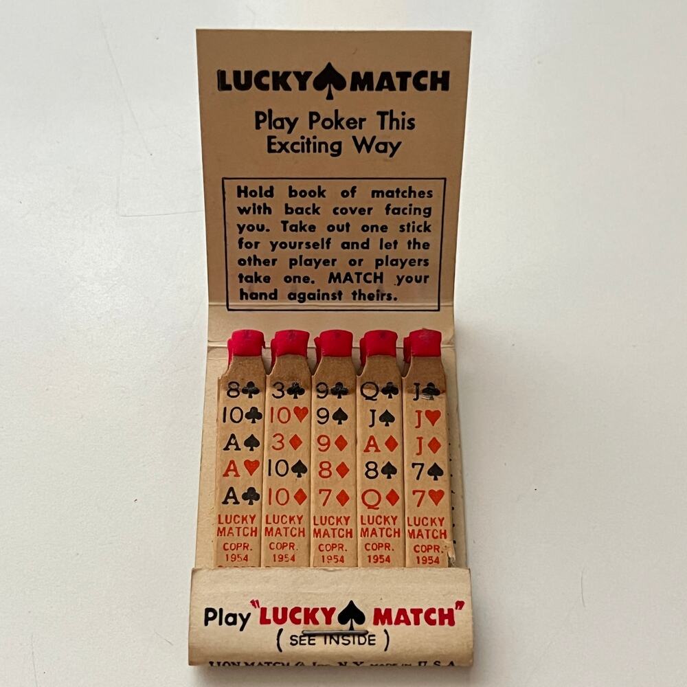 Nat Lacey Men's Wear Flint MI Lucky Match Feature Matches 1954 Matchbook SF4-M1